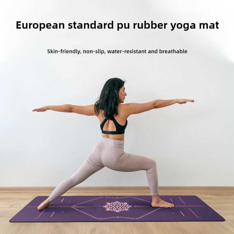 Lezyan Newest Non-slip PU Natural Rubber Yoga Mat Thick Sweat Absorption Grip Exercise Shock Absorption Workout Fitness Gym M260312