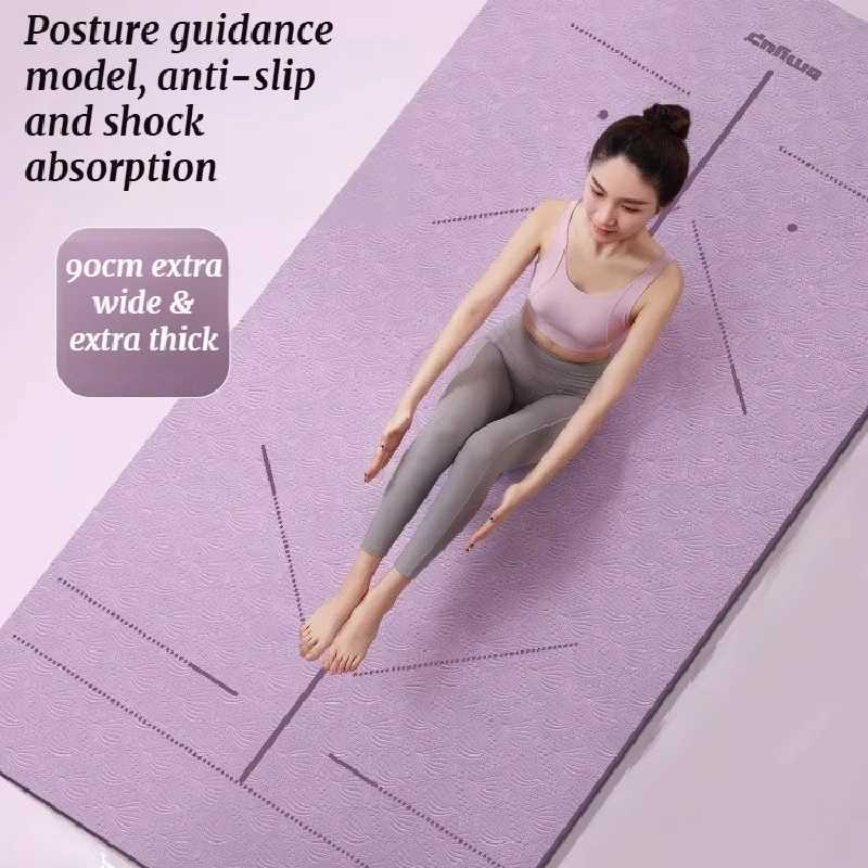Double layer yoga mat thickened anti slip skipping rope mat widened fitness mat household outdoor yoga mat and auxiliary prod M260312
