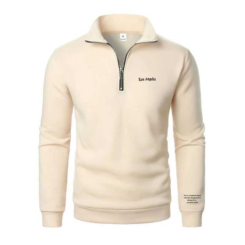 Spring and Autumn new casual half zipper stand up collar hoodie trend simple and loose oversized fleece mens hoodie M260312