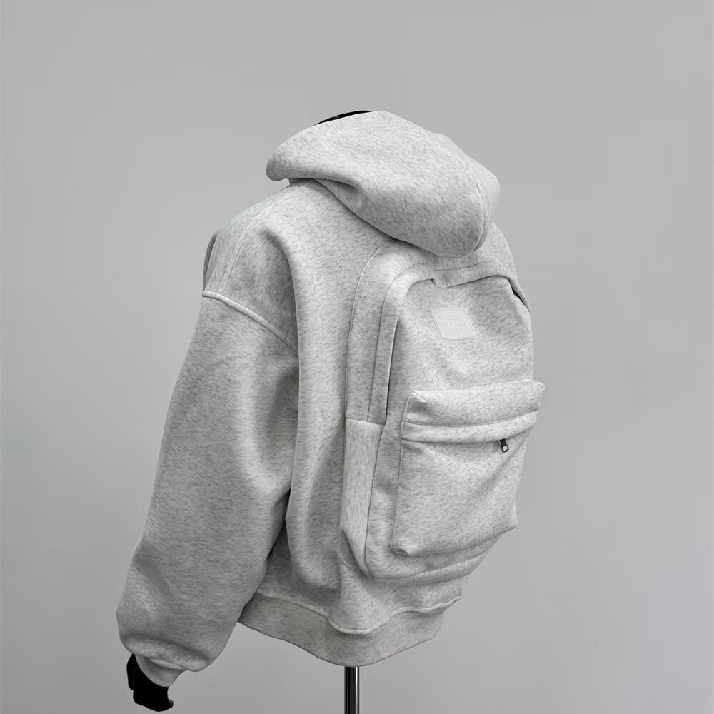 Autumn New Style Trendy Brand Versatile Three-dimensional Back Design Hooded Cardigan Jacket In Designer Hoodie Heather Gray For Men