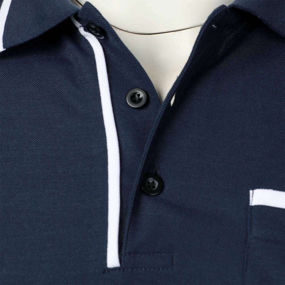 Men's casual lapel men's T-shirt Casual fashion solid color top short sleeve 26H0312