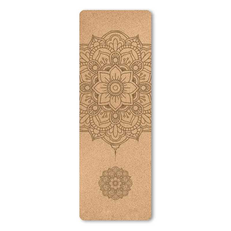 Natural Cork TPE Printed Yoga Mat Non-slip Esterilla Yoga Sweat-absorbing Home Fitness Pad Gymnastics Pilates Mats With Bag 4mm M260312