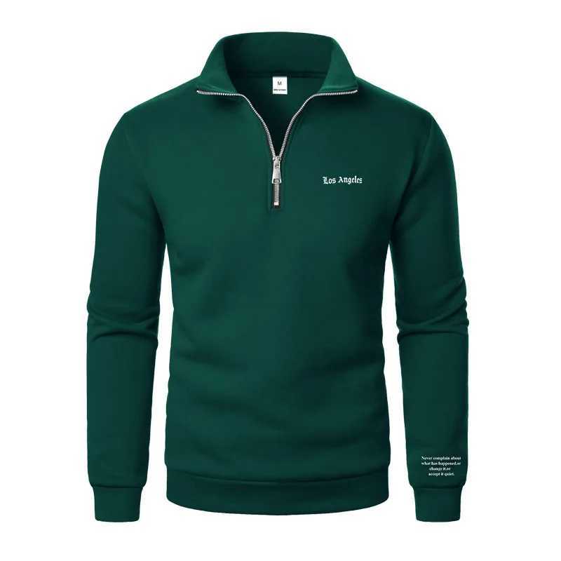 Spring and Autumn new casual half zipper stand up collar hoodie trend simple and loose oversized fleece mens hoodie M260312