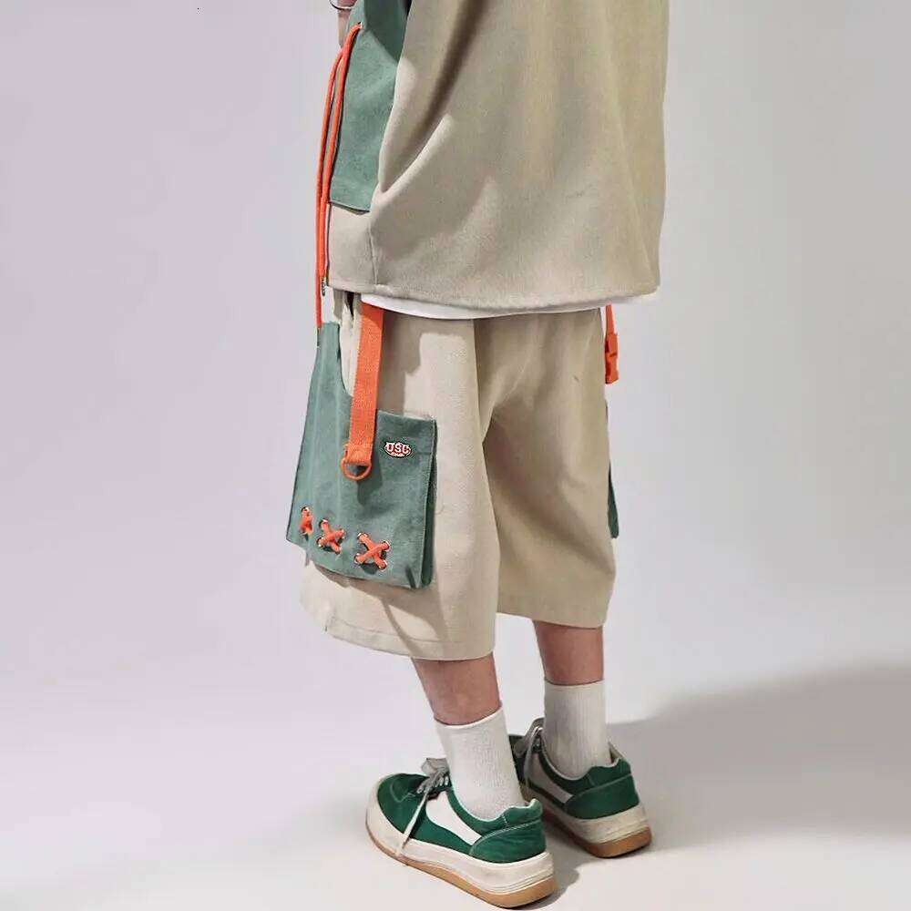 ARENS Hip Hop Cargo Shorts Men Basketball Men's Oversize Couples Matching Clothing Japanese Steetwear Summer Pockets Patchwork