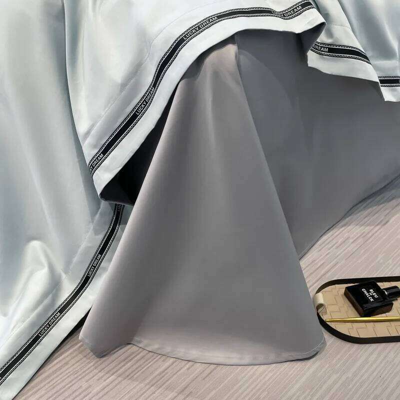 New long-staple cotton four-piece set, 40-piece solid color wide-edge simple bed quilt cover and sheet H260312