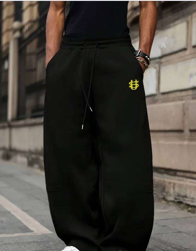 American Knife Street Printed Wide-leg US Dollar Logo Sports Long Pants, Cool and Trendy Autumn Men's Gifts