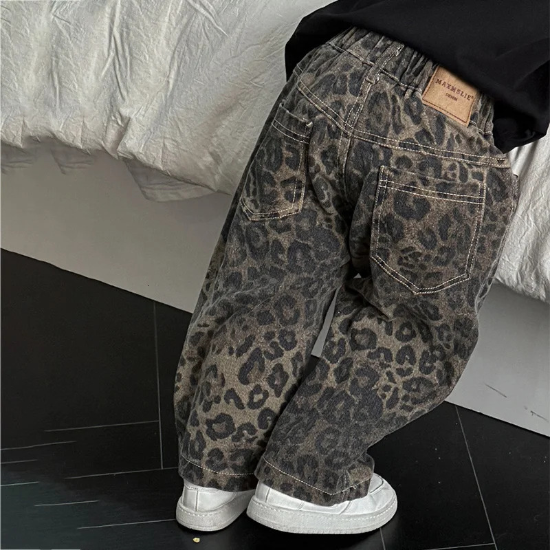 Leopard Jeans For Kids Boys Girls Cool Long Fashion Casual Street Style 260311