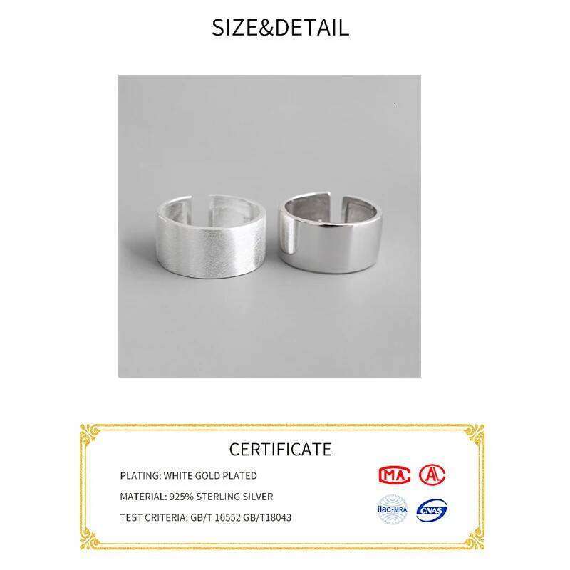 925 Sterling Silver Chic style Open Ring For Big Smooth Wide Face Rings for Women Punk Style Bijoux Femme H260312