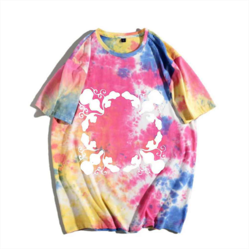 Tie dyed gradient gourd auspicious short sleeve T-shirt China-Chic new Chinese print summer versatile breathable top