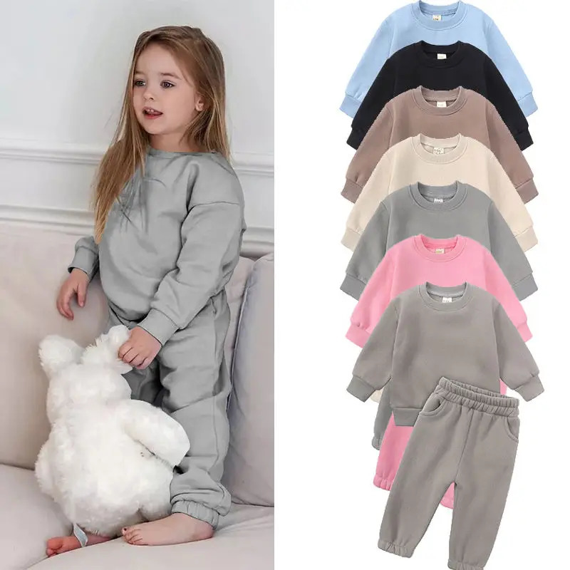 2026 Kids Girl Tracksuit Clothes Spring Autumn Warm Sweatshirt Long SleevePants Boy Suit Toddler Children Sports Outfits 113T 260311