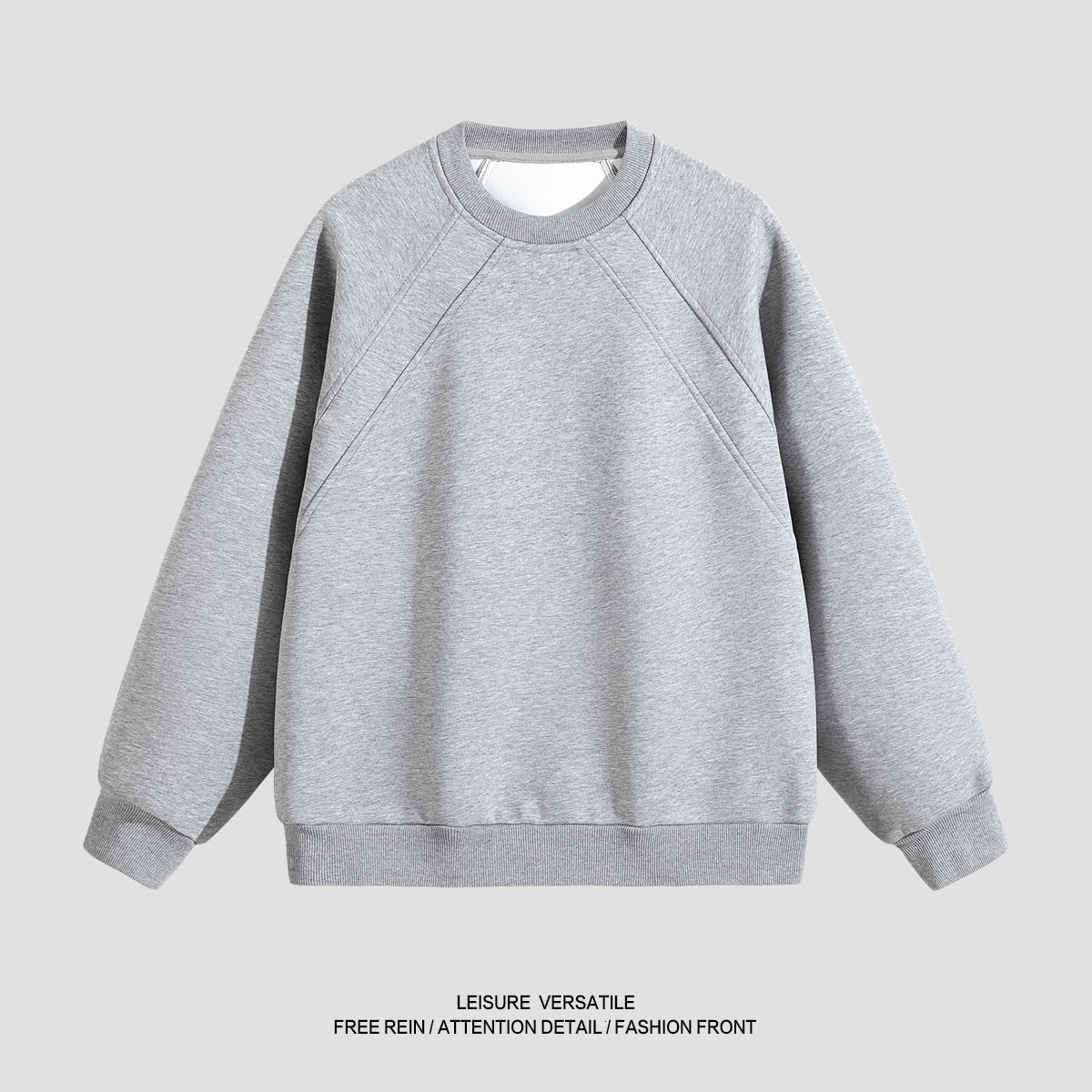 Spring Designer Hoodie And Autumn Thin Round Neck Sweatshirt For Men New Style Patchwork Hoodless Gray Long Sleeve Loose Fit Casual Heavyweight Top Tr