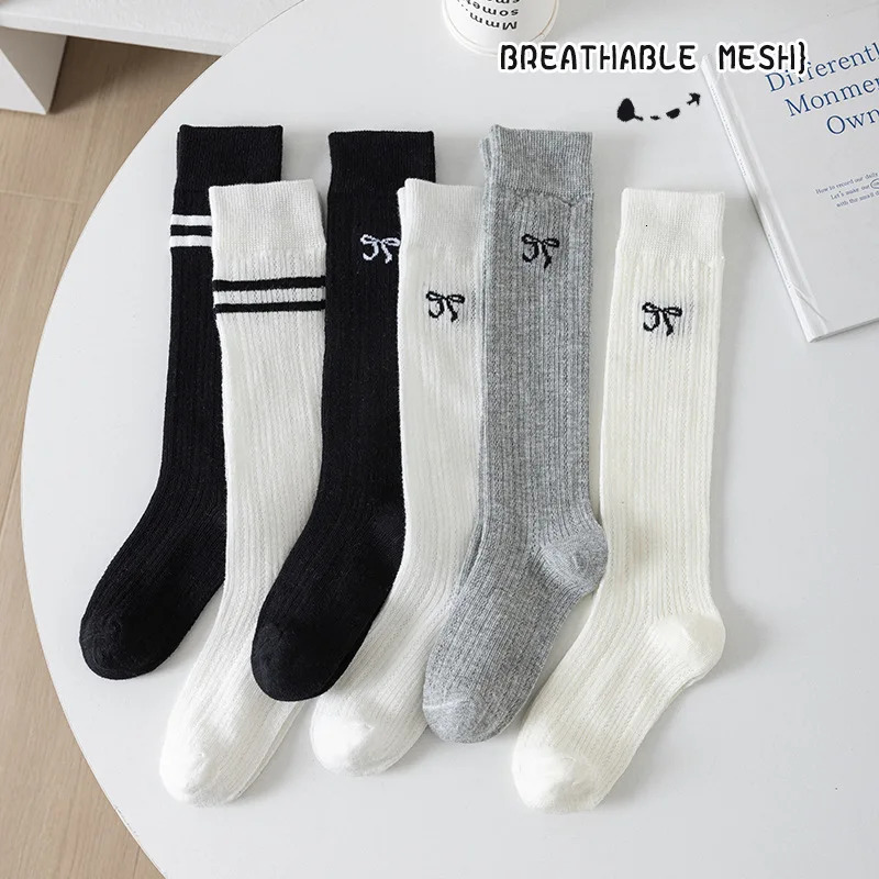 Girls Summer Long Socks Preppy Style Knee Solid Mesh Cotton Stocking Thigh 260311