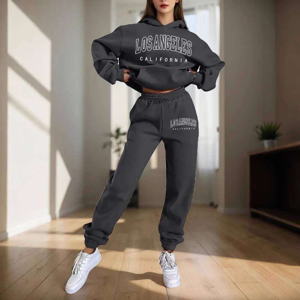 Women's Hoodies Two Pieces Sets Fashion Letter Print Pullover Sweatpants 2Pieces Set Sweatshirts Trousers Suit For Women Hooded C260312