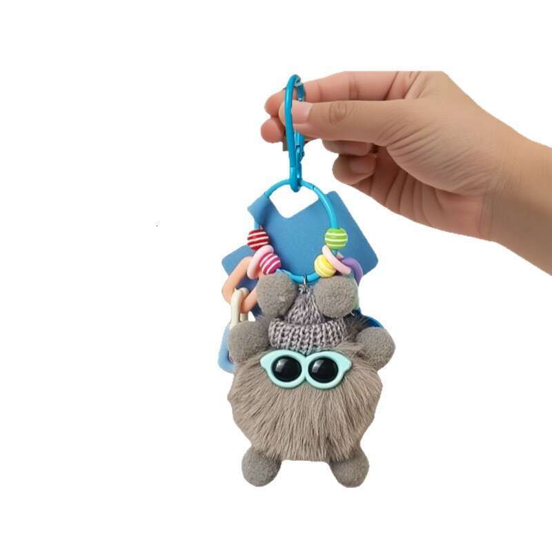 Cute Coal Ball Car Keychain for Women, Exquisite Plush Doll Backpack Decoration, High-end Bag Pendant