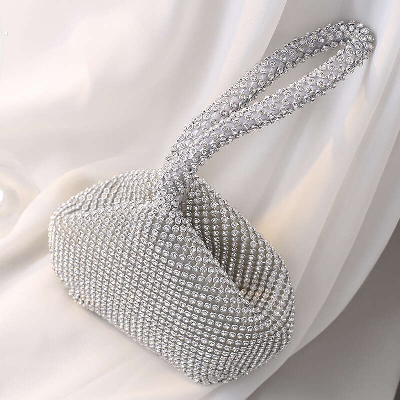 Factory Direct Sale Cross-border Pure Handmade Rhinestone Landmine Evening Handheld Banquet Bag Women's Handbag Small