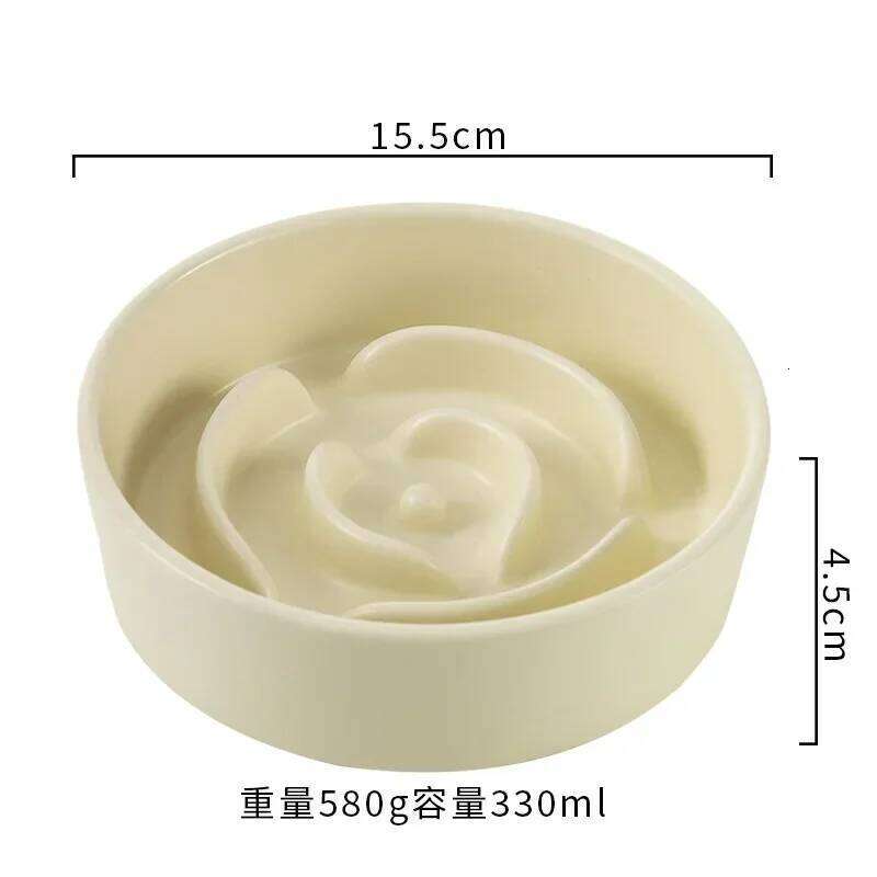 Ceramic Pet Cat Small and Medium-Sized Dogs Dog Puppy Feeding Anti-Choke Slow Food Anti-Tumble Eating Bowl 26Y0312