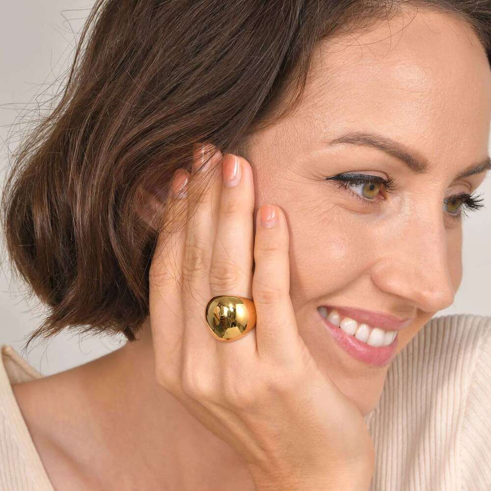 Stainless Steel Minimalism Smooth Ball Rings Gold Color Chunky Dome Ring For Women Men Non-fading Statement Jewelry Party Gifts H260312