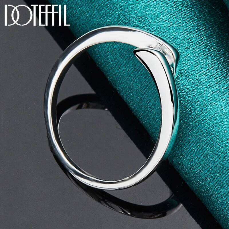 DOTEFFIL 925 Sterling Silver Simple AAAAA Zircon Ring For Woman Fashion Wedding Engagement Party Gift Charm Jewelry H260312