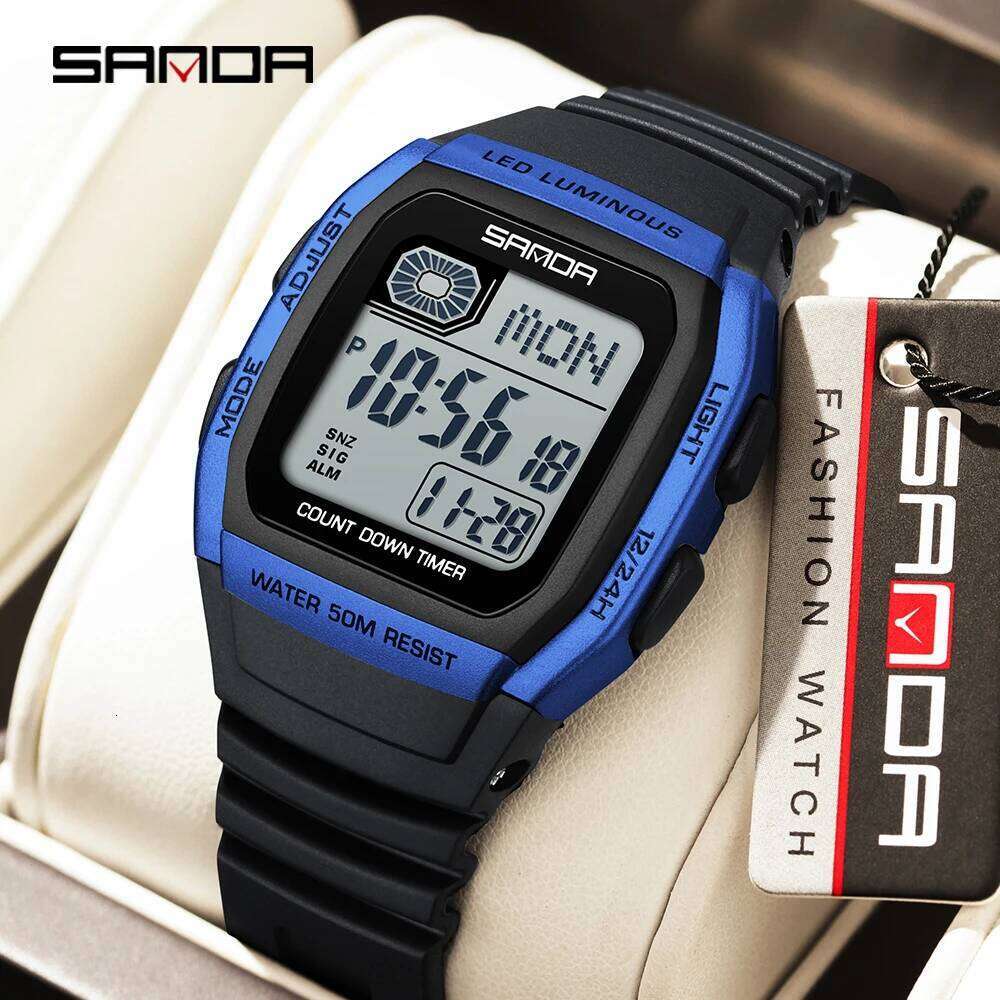2026 SANDA New 2208 Fashion Men's Electronic Outdoor Sports Waterproof Timing LED Women's Watch