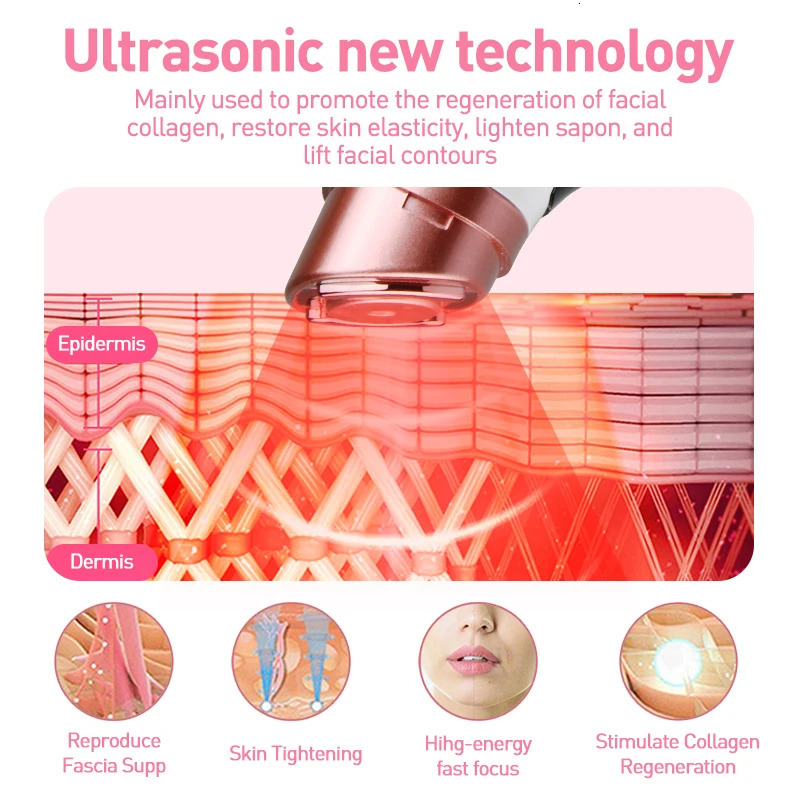 Mini HIFU Ultrasonic Machine EMS Micro Current Facial Beauty Instrument Skin Care - Tool 260307