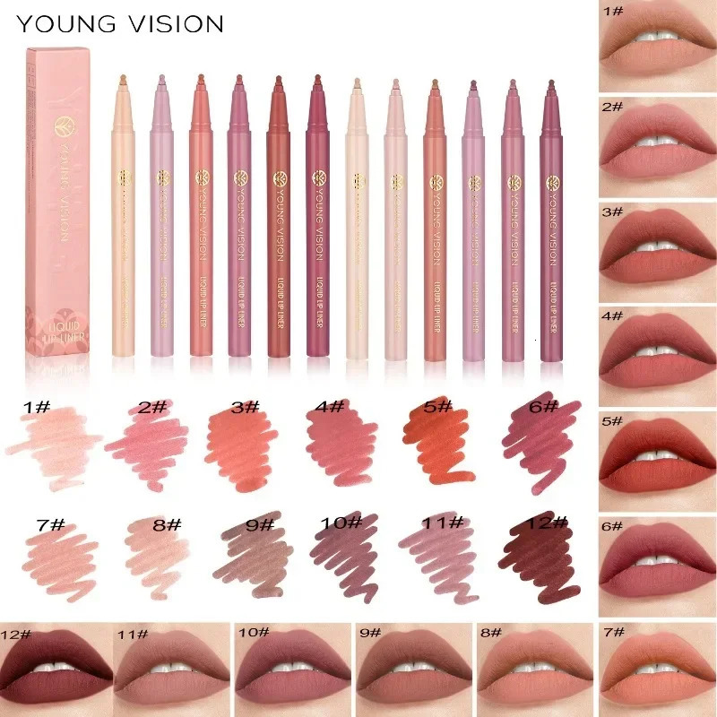 Matte Liquid Lip Liner Sponge Tip Lip Contour Pen Nude Pink Lipstick Pen Lasting Velvet Quick-dry Lip Glaze Hydrating Lipliner 260305