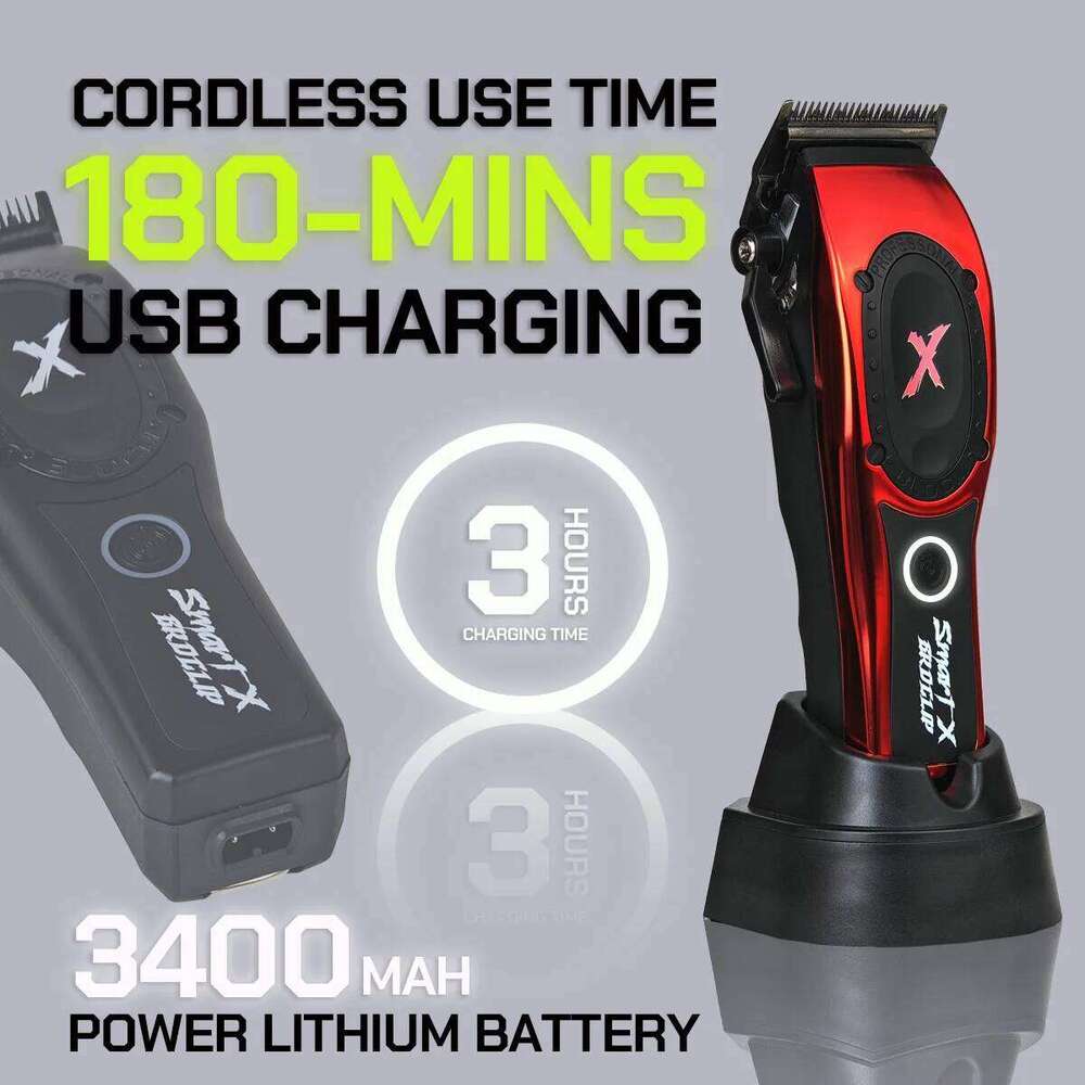 Brushless Motor 7200RPM Professional Clipper BRDCLIP 8198 Strong Cutting Force Blade Barber Hair Trimmer Base Charger C260312