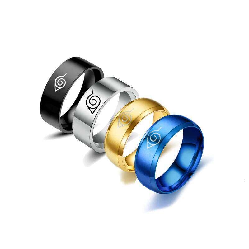 Anime Logo Sign Ninja Ring Cosplay Prop Stainless Steel Fashion Punk Cartoon Hip Hop Jewelry Accessories H260312