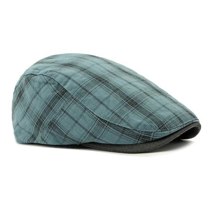 New Summer Thin Beret Fashion Men Vintage Plaid Cotton Linen Visor Flat Caps For Women Berets Boina Casual Female H260312 - view 7