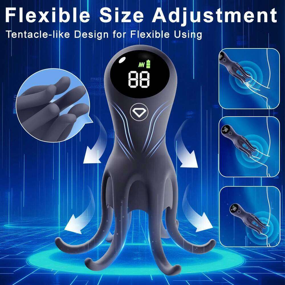 Electric Shock Vibrator Penis Glans Stimulator Strong Vibration Led Display Delay Training Exerciser Extender for Male Mas Z260312