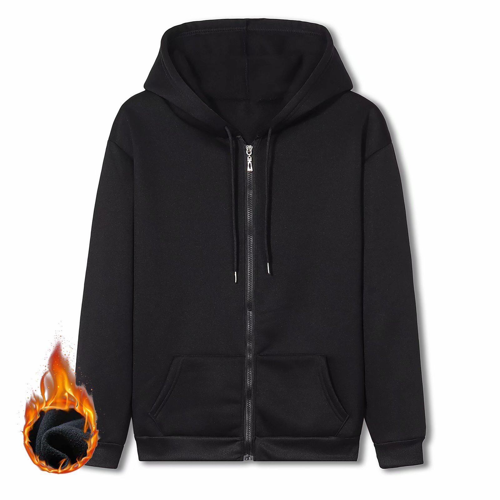 New Winter Designer Hoodie Fleece-lined Plain Large-size Sweatshirt Student Zip-up Sports Hoodie -style Casual Loose Jacket