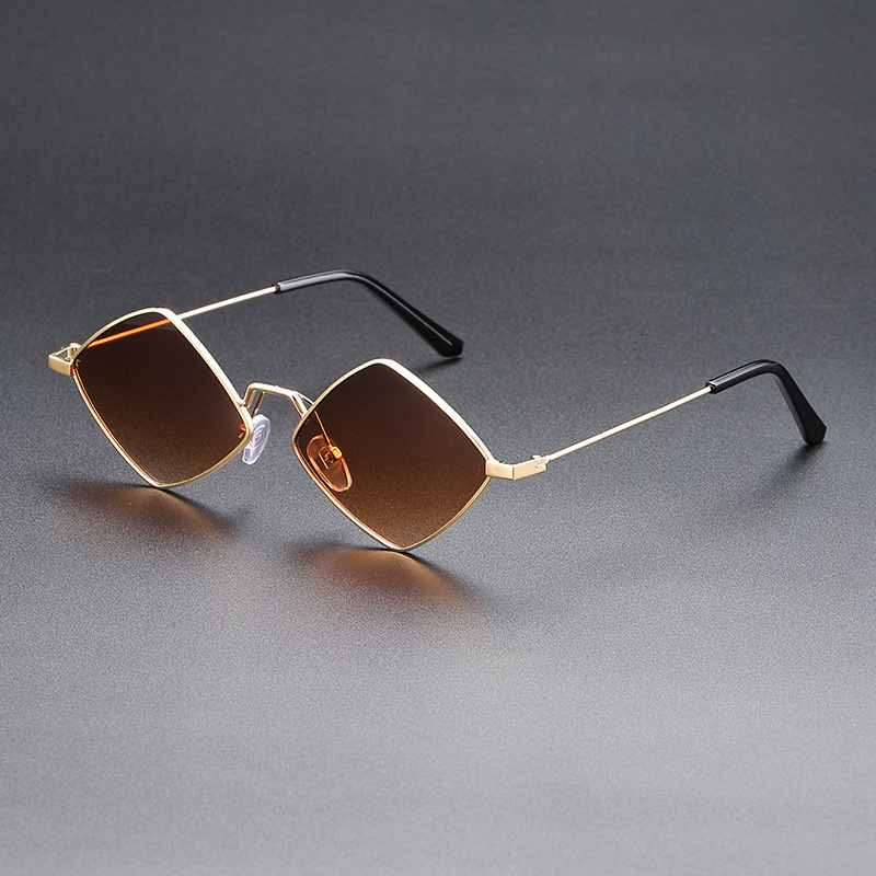 Foreign Trade New Retro Diamond-Shaped Men Trendy Personality Metal Irregular Sunglasses for Women