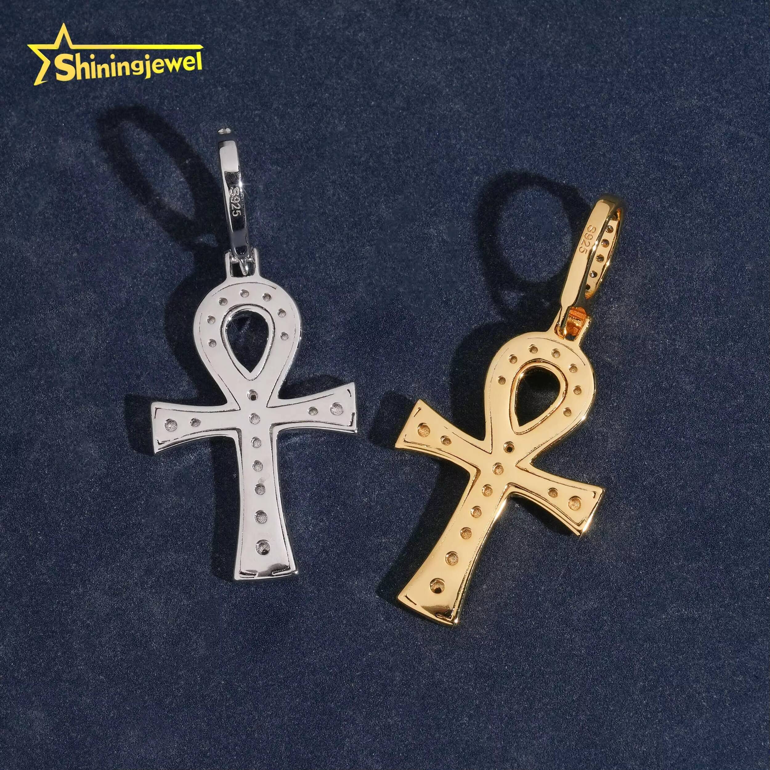 GRA Iced Out VVS Moissanite Corss Pendant Men Hip Hop Jewelry 925 Sterling Silver Fashion Pendants Charms for Necklace