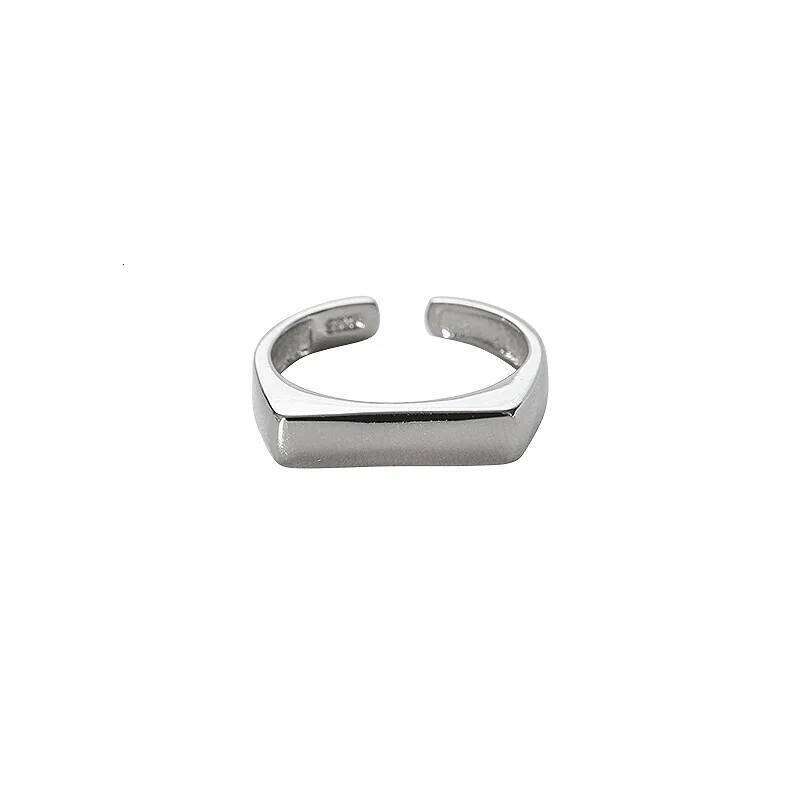 Sterling Silver Smooth Surface Rectangle Rings For Women Wedding Jewelry Accessories Wholesale Argent 925 H260312