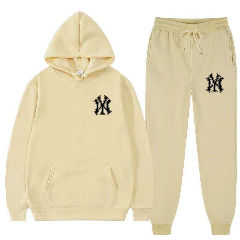 Autumn And Winter Men's Running Fitness Fashion Leisure Sports Hooded Sweatshirt+Running Pants Two Piece Set