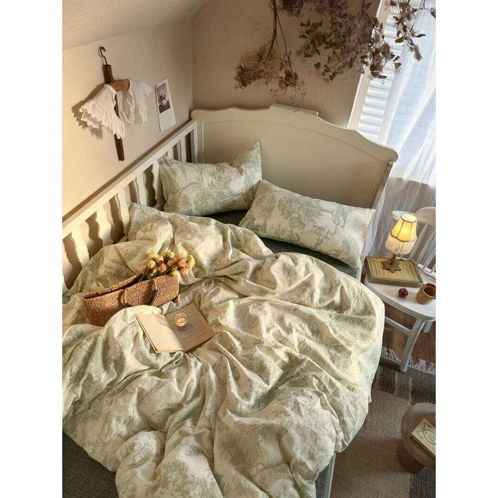 Bedding Floral Style Duvet Cover Pillowcase with Bedsheet Skin-friendly Bed Linen Set Girls Room Bedclothes H260312