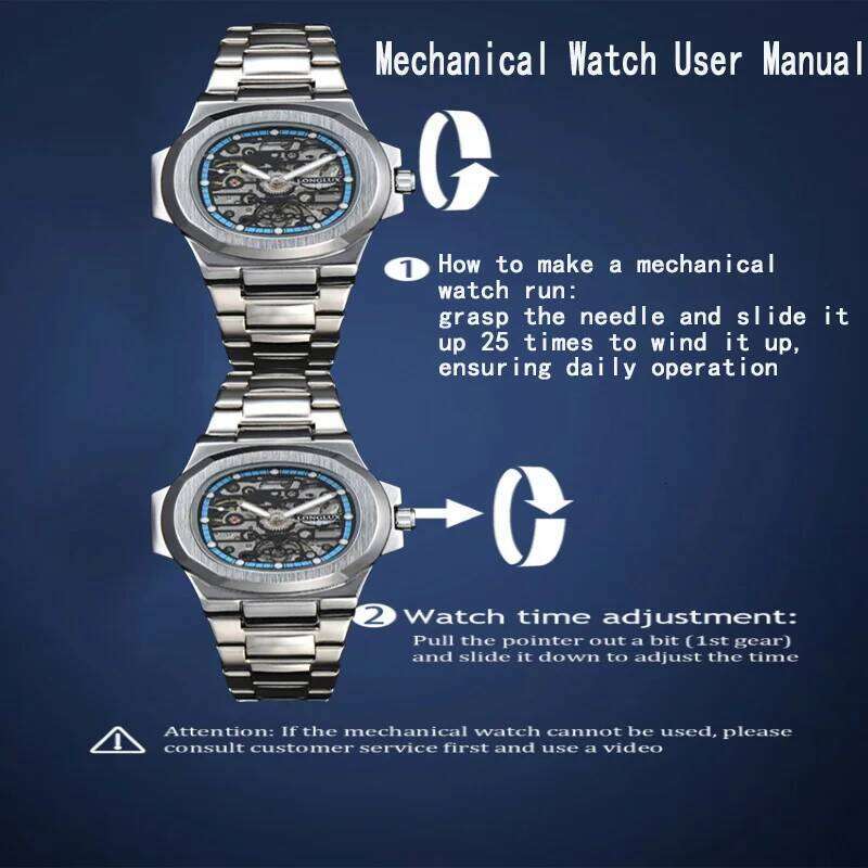 LONGLUX automatic wholesale mechanical watches stainless steel skeleton waterproof men's luxury watch men gift