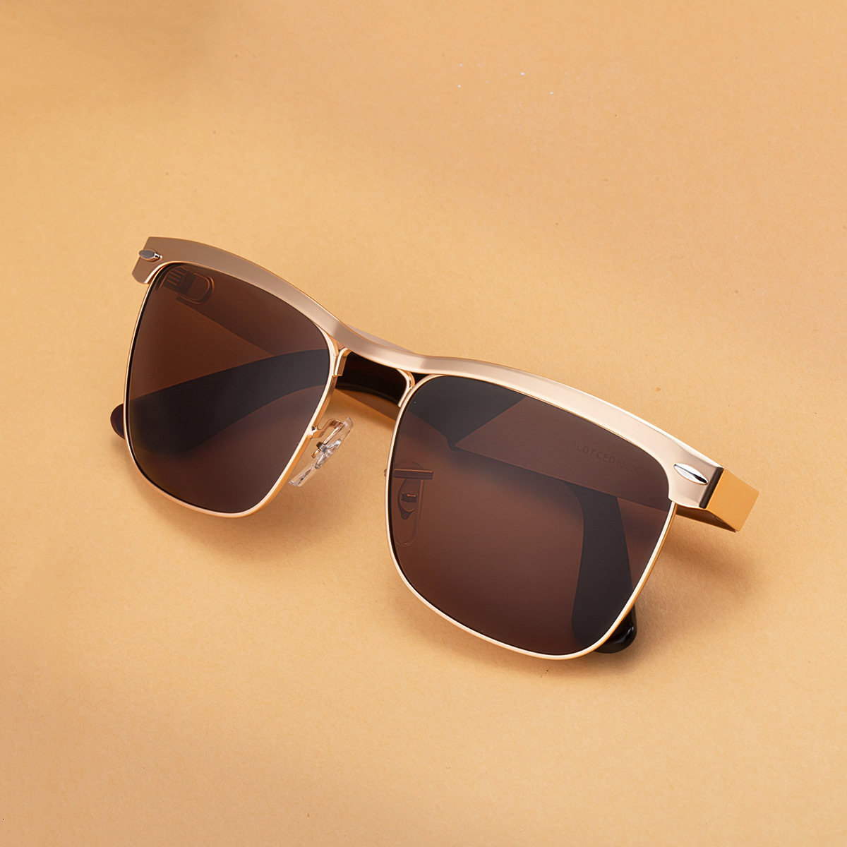 2026 New Fashion Square Frame Polarized with Stainless Steel Legs Outdoor Sun Protection Sunglasses for Men
