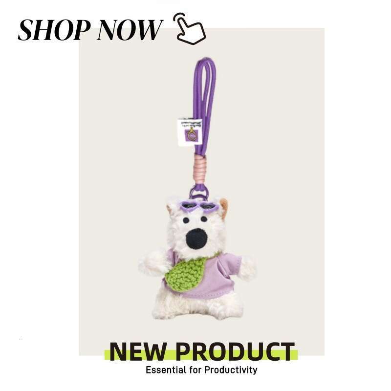 Doll Small Toy Car Keychain Girl Gift Cute West Highland White Terrier Plush Pendant Scrawled Puppy Bag Charm