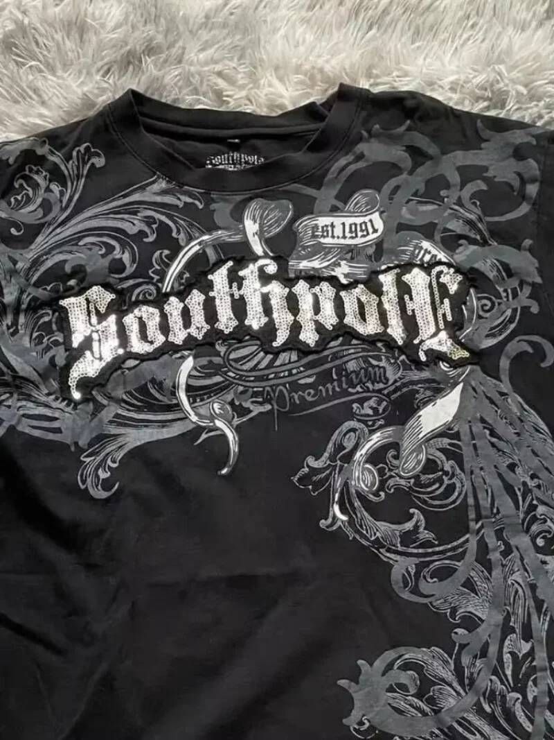 Casual Southpole Letter Man Urban Couple Summer T-Shirt Harajuku Y2K Printing Pure Cotton Short Sleeve ddmythur