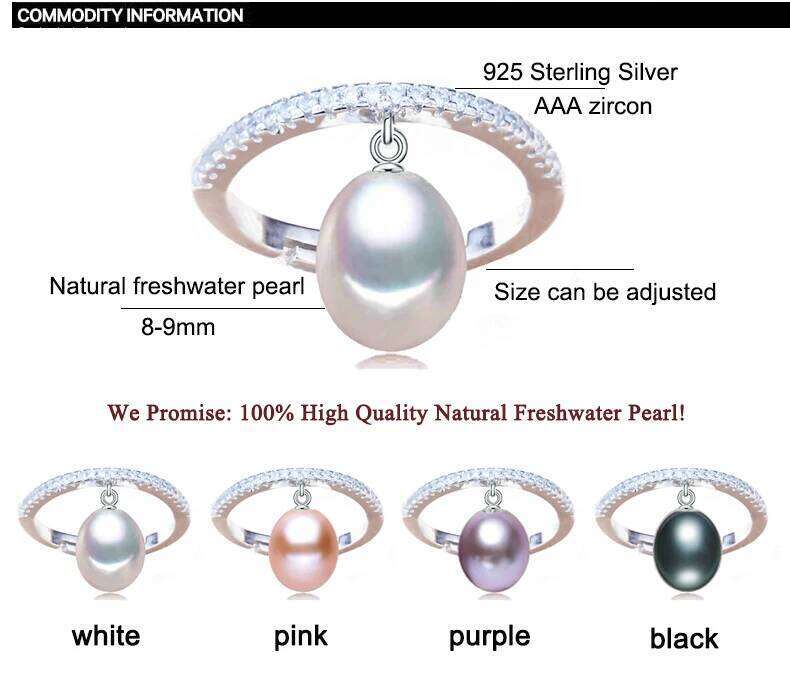 ZHBORUINI 2024 Fine Ring Jewelry For Women Zircon Rings 925 Sterling Silver Drop Shape Natural Freshwater Pearl Gift H260312