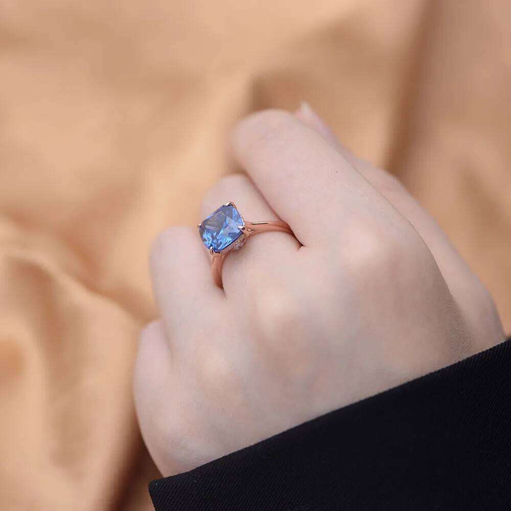 Exquisite Jewelry 925 Sterling Silver Twist Ring Colored Tennis Stackable Rings Navy Mini Cluster H260312