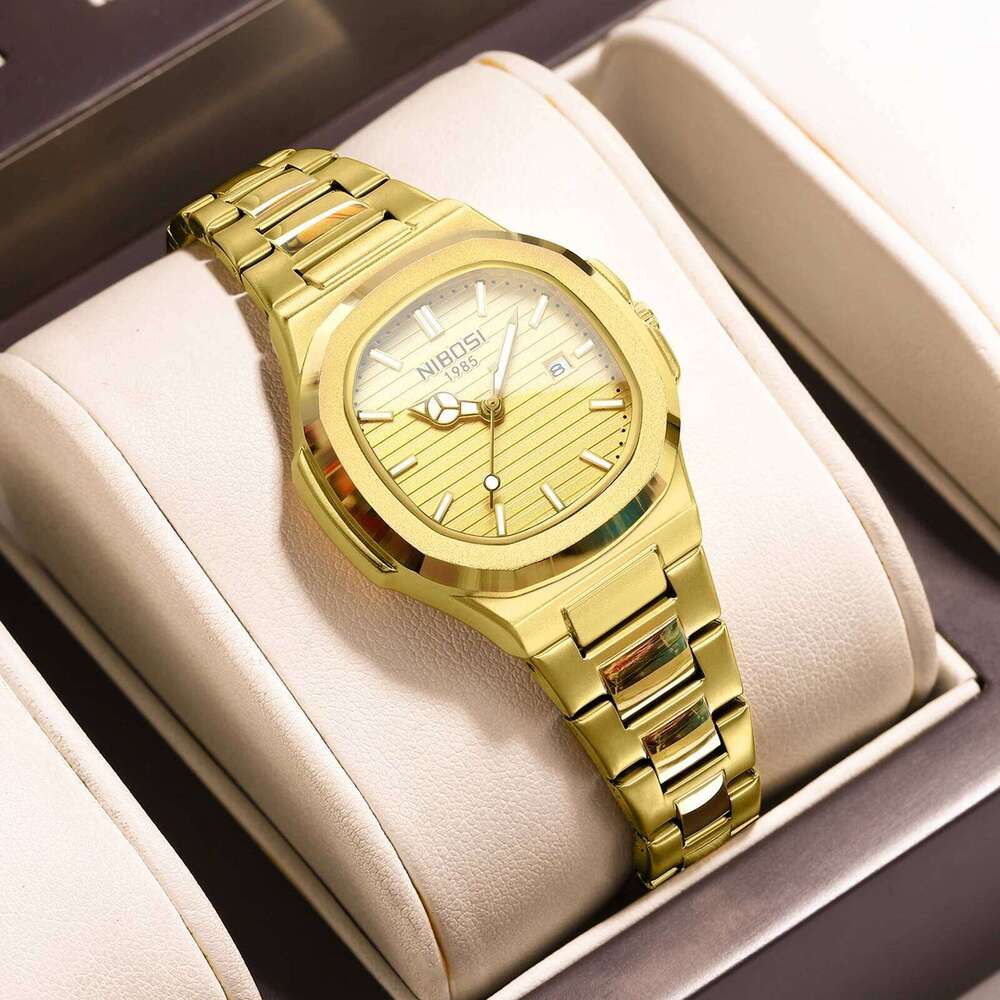 NIBOSI Elegant Women Wristwatch Waterproof Luminous Calendar Ladies Watch Square Stainless Steel Quartz Women's Watches Female