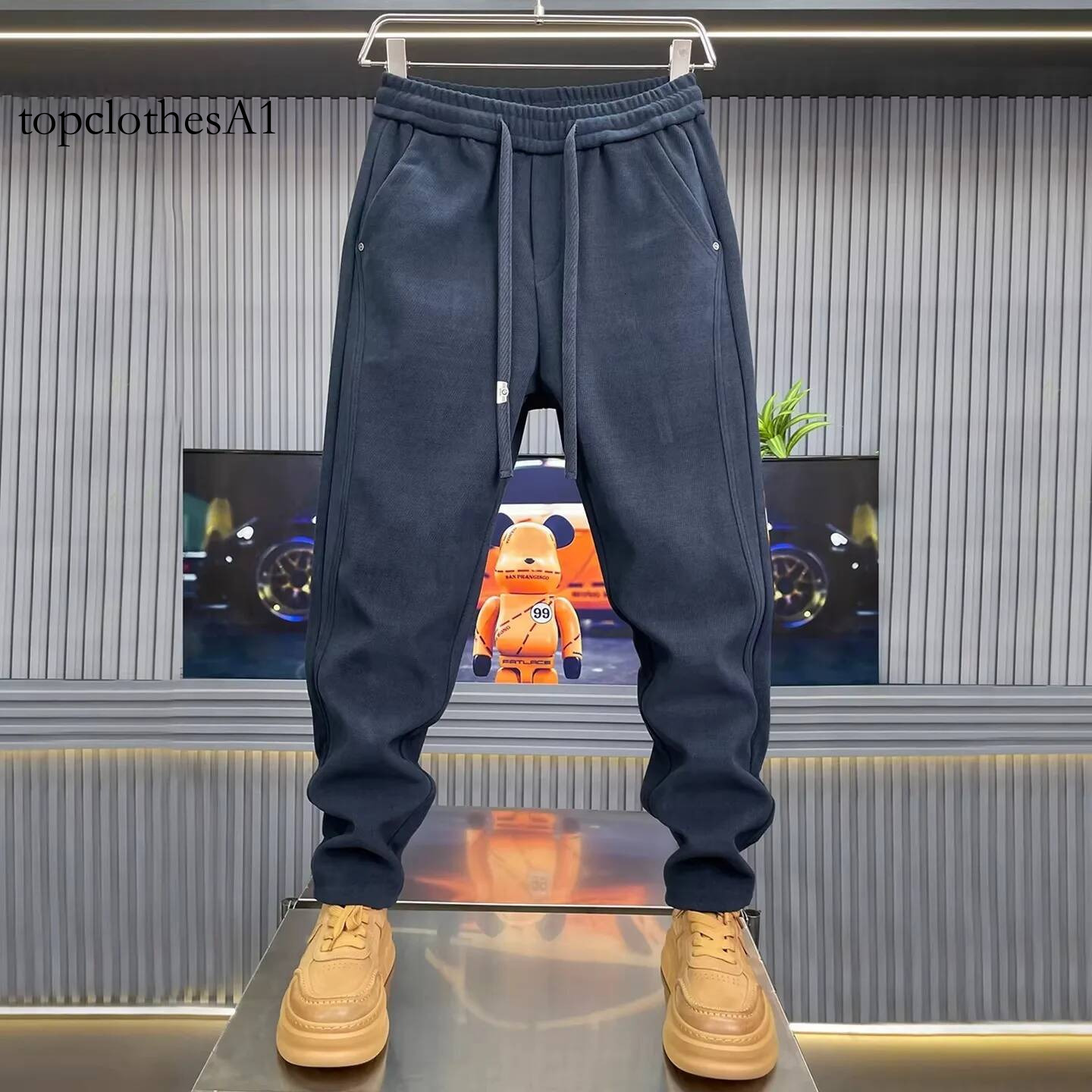2026 New Black Joggers Casual Pants High Street Sports Trousers Cotton 9-Minute Sweatpants Fashionable Men's Clothing