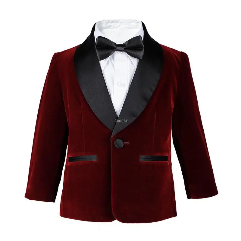Kids 1 Year Birthday Dress Baby Boys Velvet Blazer Jacket Pants Pograph Suit Children Formal Wedding Performance Evening Wear 260311