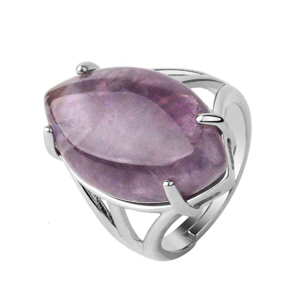 Adjustable Oval Gemstone Ring for Boys Women Retro Boho Gothic Anillos Steampunk Style Halloween Party Amethyst H260312
