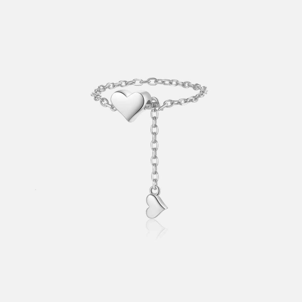 VEWANT Women 925 Sterling Silver Double Heart Chain Fine Luxury Fashion Ring 2024 Anniversary Gift Wedding Party Jewelry H260312