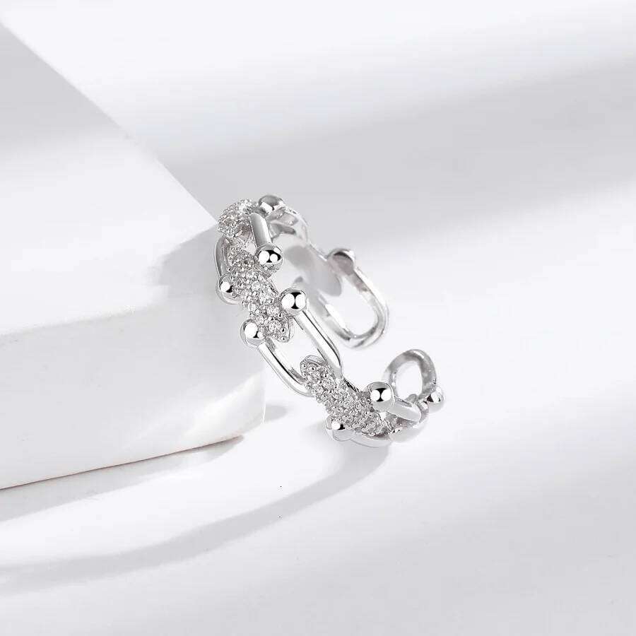 Sterling Silver Ring with Micro-Pave Zirconia for Women Light Luxury, Minimalist, Euro-American Bestseller Cross-Border Premium H260312