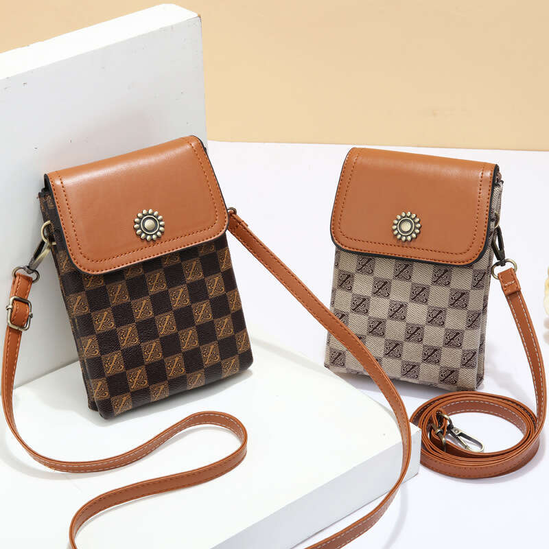 Luxury fashion wallet Women S Double Layer Crossbody Phone Trendy Letter Checkerboard Coin Mini Portable Shoulder Bag