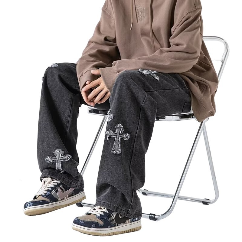Luxury Brand Designer Clothes Summer New Cross Jeans Men's Trendy Slim Fit Pants Casual Loose Versatile Design Stylish Long Pants