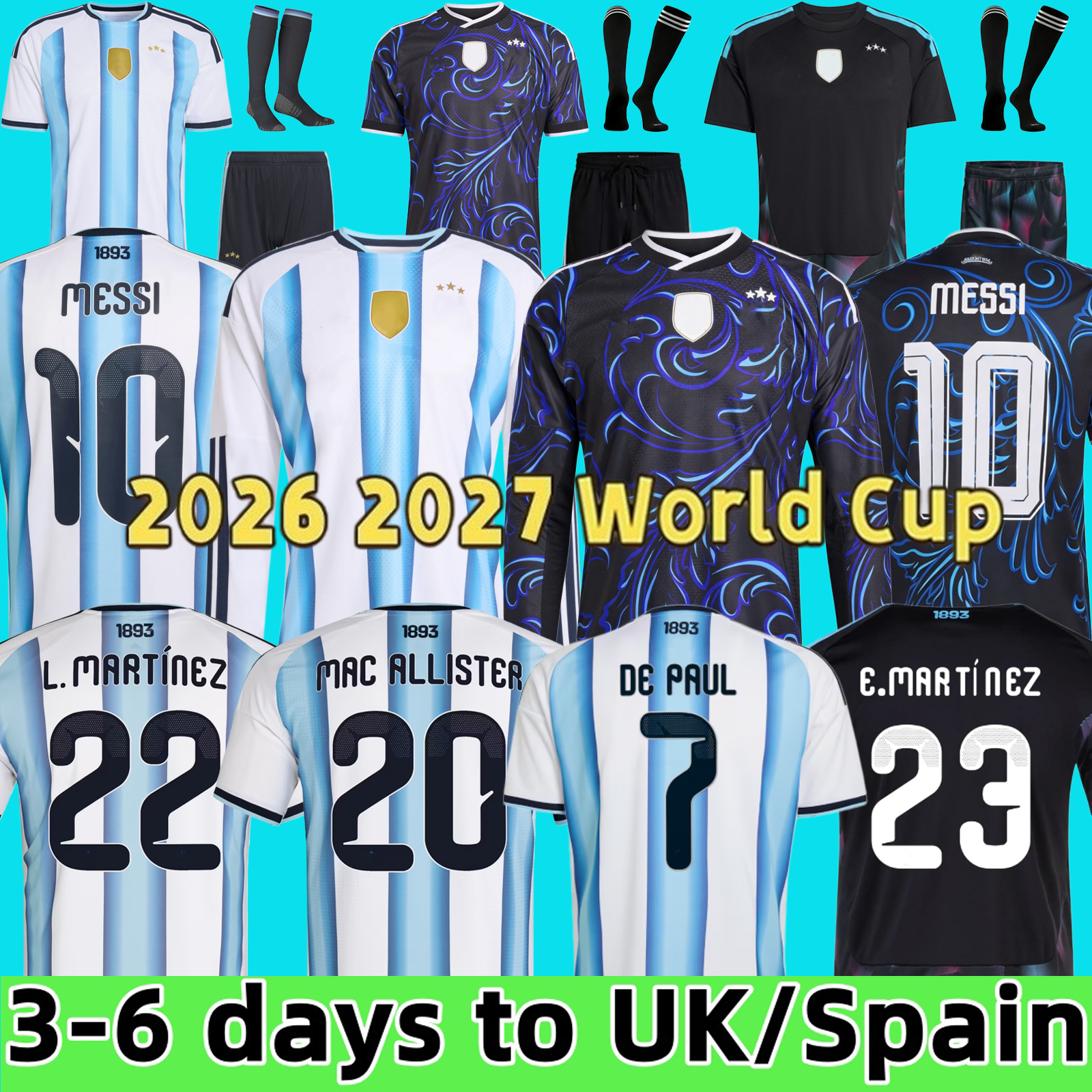 2026 2027 ARGENtiNA SoccerJerseys MESSIS DE PAUL J.ALUAREZ 26 27 ArgentiNa DYBALA DI MARIA MARTINEZ football shirt home away Player Men Women kids